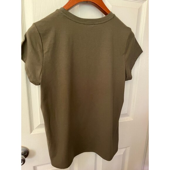 Calvin Klein Olive Gold Round neck Tee Top T-shirt Short Sleeves Size L - Picture 2 of 12